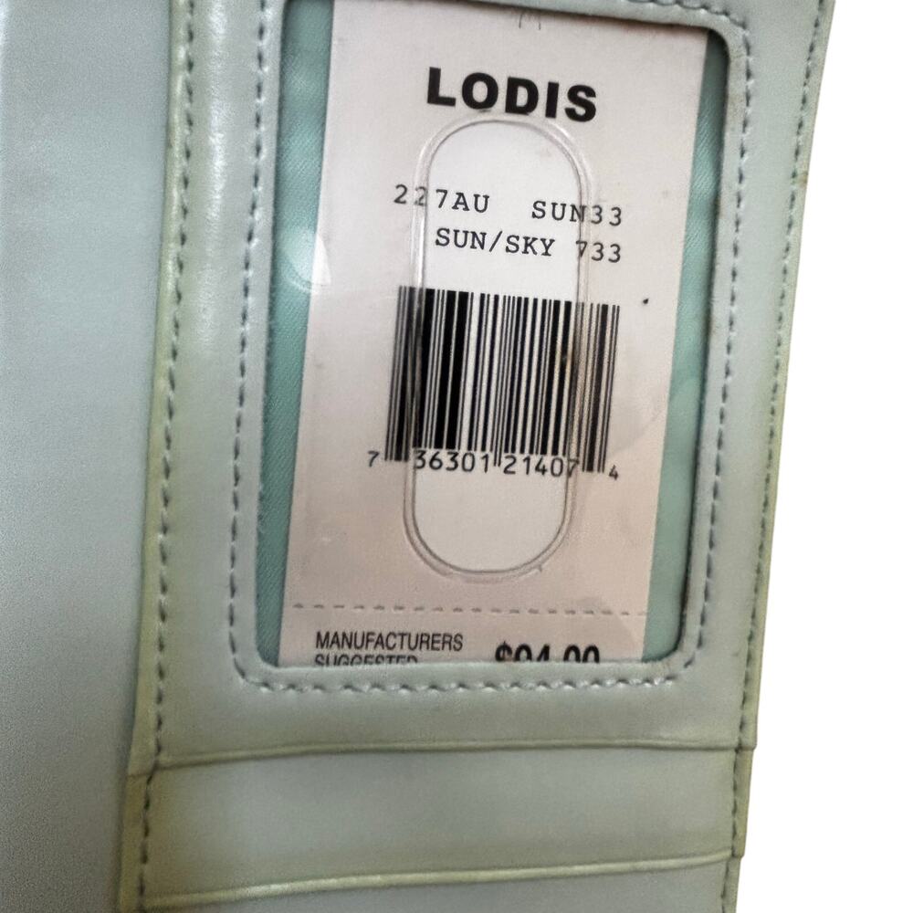 Lodis Sun Sky classic leather checkbook wallet yellow blue with FLAWS - Picture 8 of 11